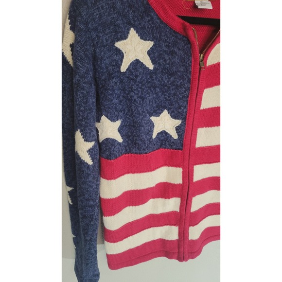 Y2K Vintage)Heirloom Collectibles Patriotic Stars & Stripes Zip Cardigan –... - Picture 2 of 9